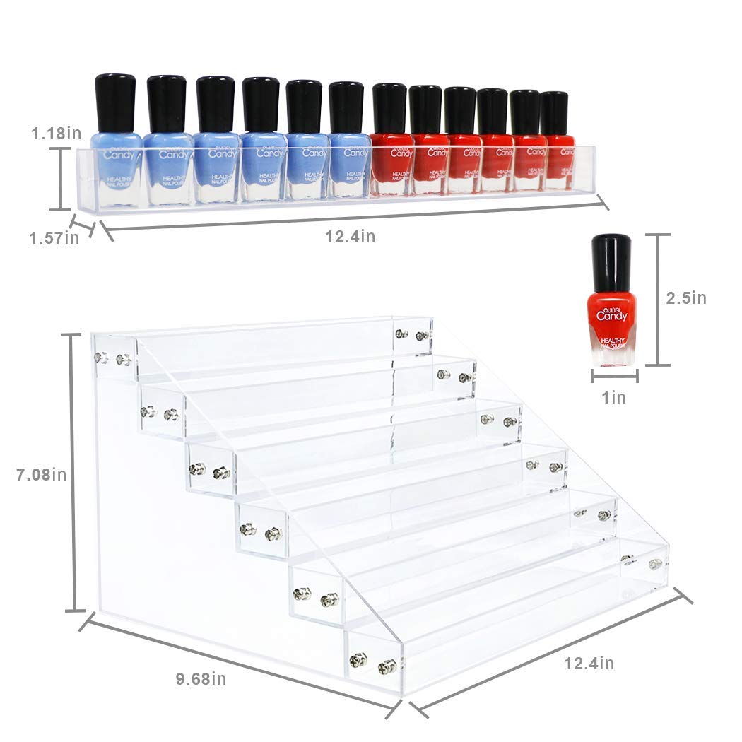 Kingtaily Organizer Rack Stand Holder Large Capacity Acrylic Clear 6 Layers for Nails Polish Essential Oil Lipstick Sunglasses