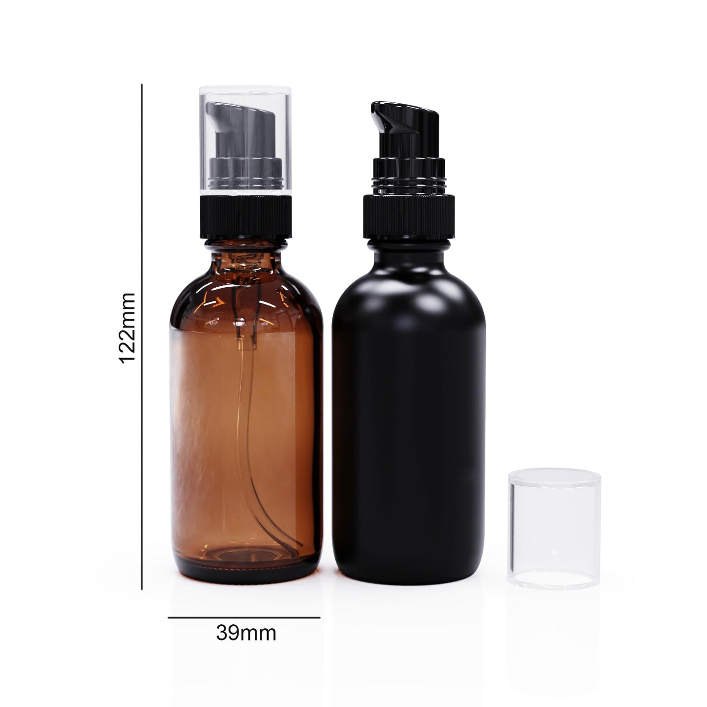 12Pack 60ml Matte Black Glass Pump Bottle with Black Top,2oz Small Dispenser, Travel Size Refillable Botttles for Lotions,Sercums,Essential Oils