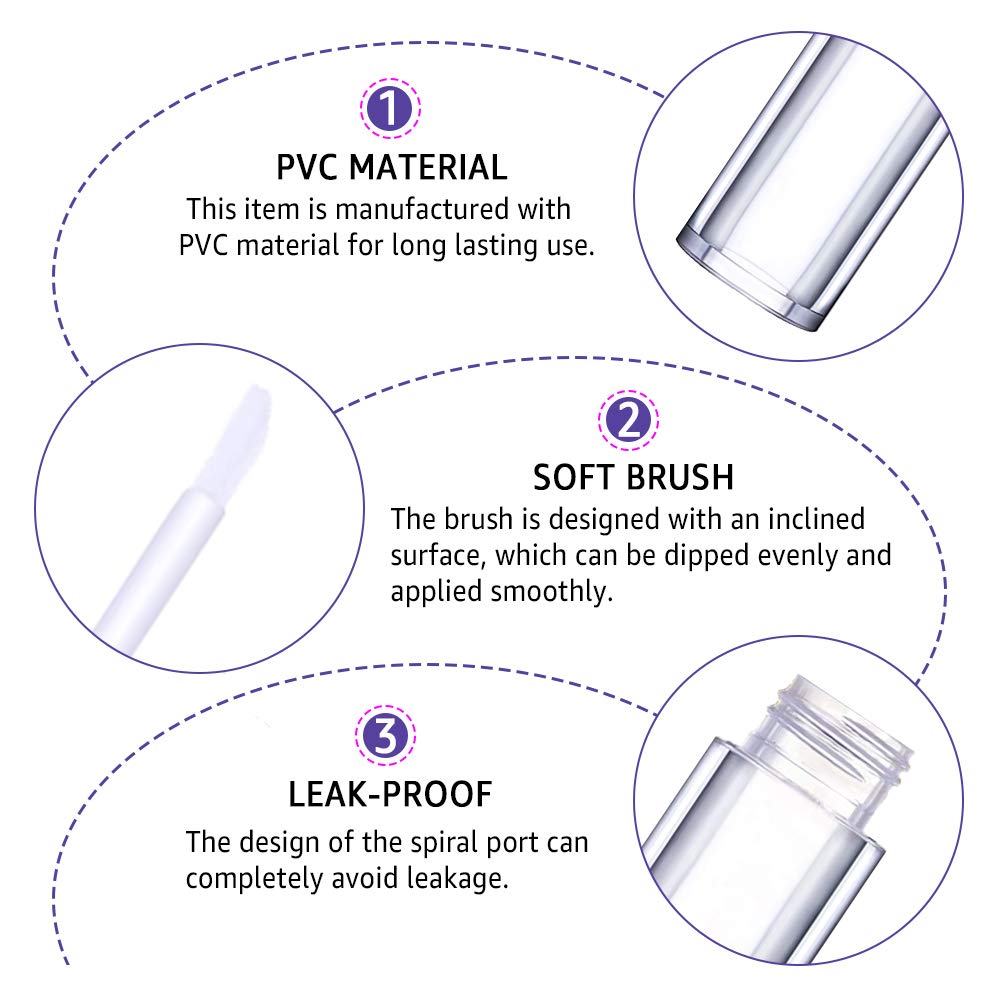 AMORIX 20 Pcs Empty Diamond Lip Gloss Tubes with Wand 5ml for DIY Lipgloss