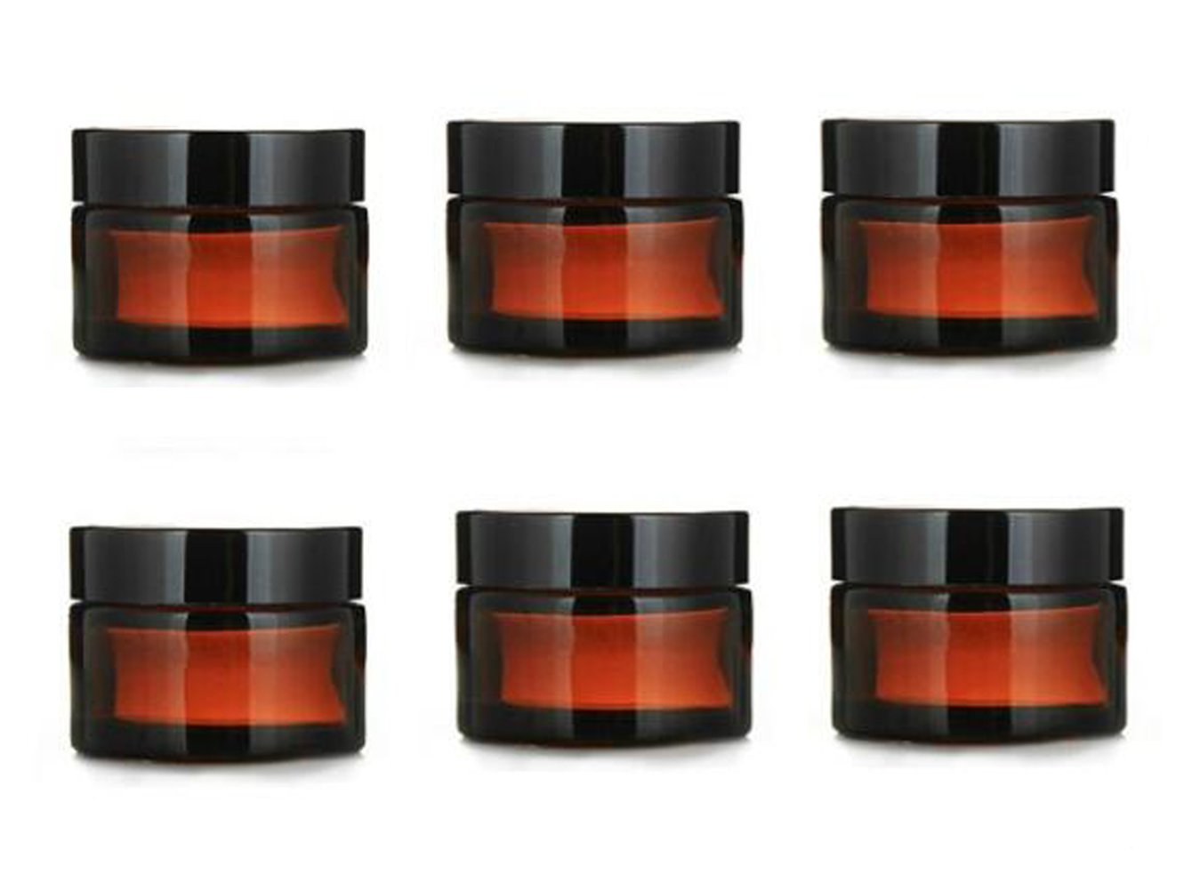 6PCS 10ml Amber Glass Jar Empty Refillable Cosmetic Container with Liners & Black Screw Lids for Face Cream Essential Oils Lotion Makeup