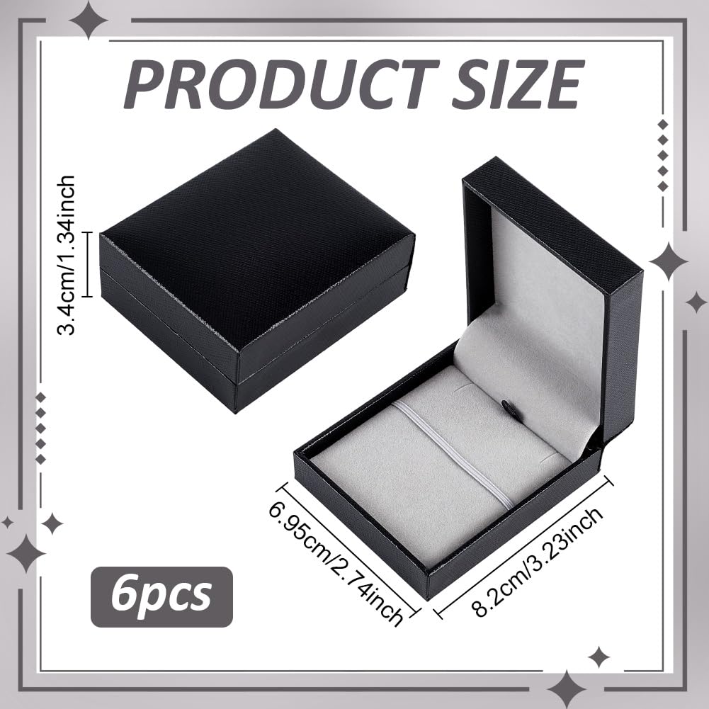 FINGERINSPIRE 6Pcs Medal Storage Boxes 3.2x2.7x1.3inch Black Rectangle Portable Necklace Jewelry Display Case Single Medal Display Storage Box for Jewelry Necklace Medal Organize