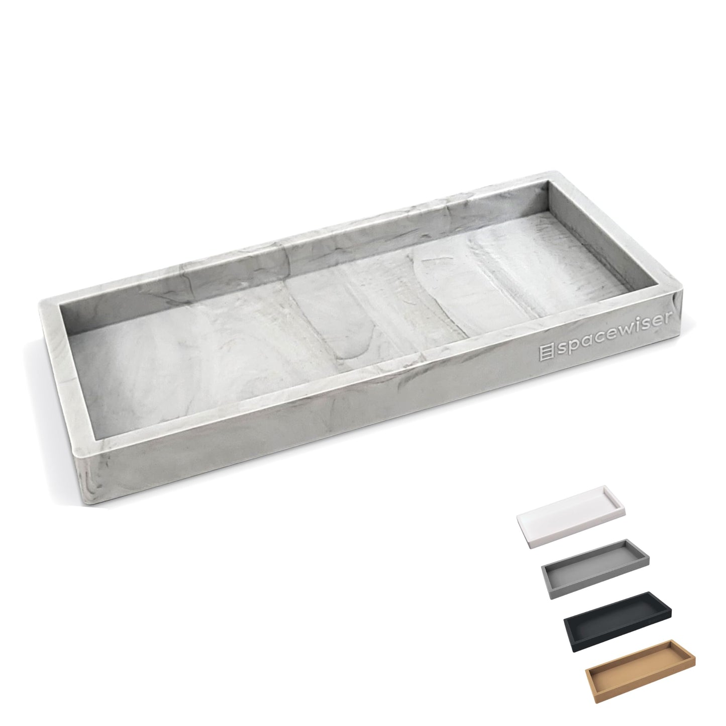 Spacewiser Countertop and Vanity Tray - Small 7.7” Silicone Tray for Soap Dispenser Bottles, Sponge Holder for Kitchen Sink Caddy Organizer, Bathroom Trays, Dish Soap Holder for Kitchen Counter, Keys