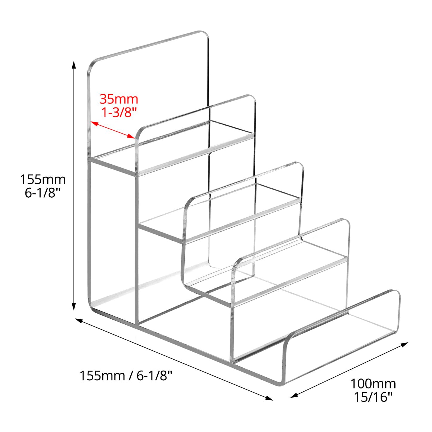 QWORK 4-Tier Acrylic Wallet and Handbag Display Stand, Durable, Space-Saving, Transparent Stand for Home and Retail Use