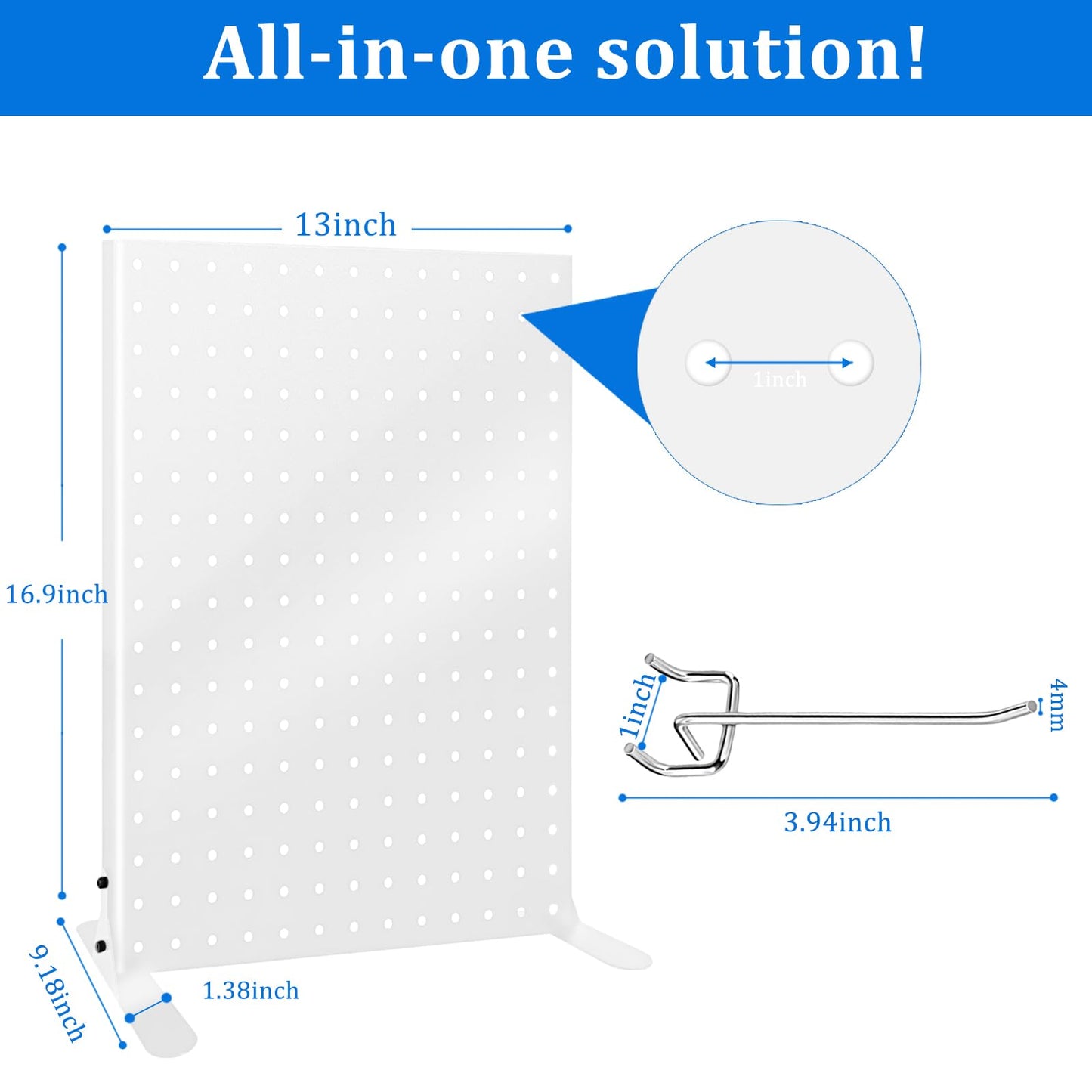 Uppcasir Pegboard Display Stand with 10 Hooks for Craft Shows, Metal Jewelry and Key Ring Retail Display Racks for Selling Accessories, Retail Stores, Vendors & Events, 17 X 13 Inch (1 PCS, White)