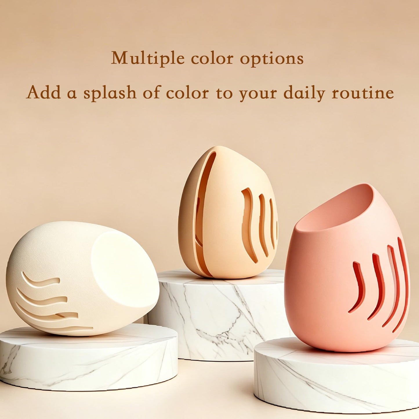Silicone Makeup Brush Holder & Sponge Case Set – Portable Travel Brush Organizer with Ventilated Beauty Blender Container, Flexible & Easy to Clean, for Cosmetic Brushes and Makeup Sponges (Rectangle)