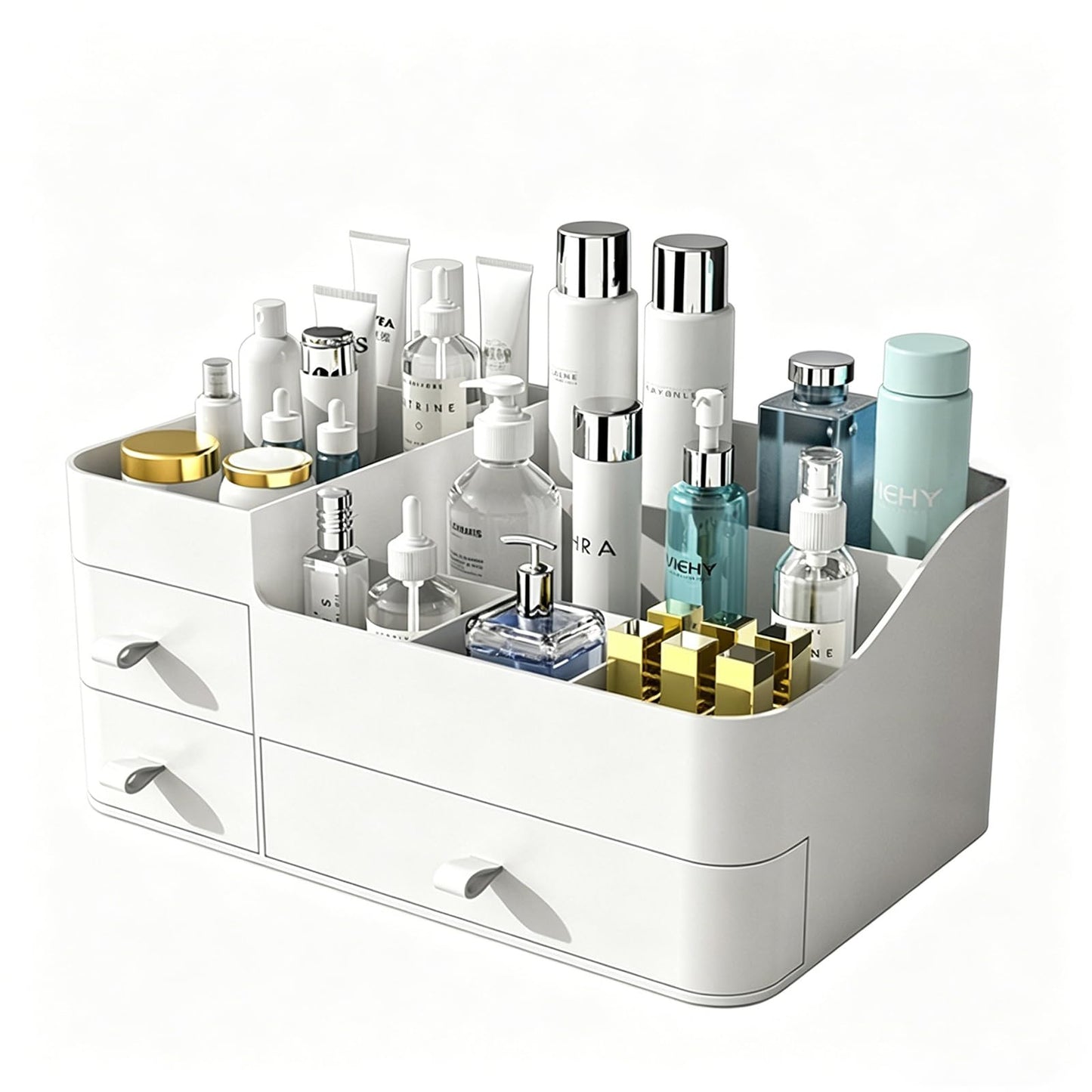 MIUOPUR Makeup Organizer with Drawers, Bathroom Counter Organizer, Plastic Cosmetic Display Case, Large Skincare Storage for Vanity Countertop, Ideal for Bedroom Dresser top and Desktop