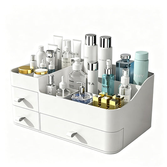 MIUOPUR Makeup Organizer with Drawers, Bathroom Counter Organizer, Plastic Cosmetic Display Case, Large Skincare Storage for Vanity Countertop, Ideal for Bedroom Dresser top and Desktop