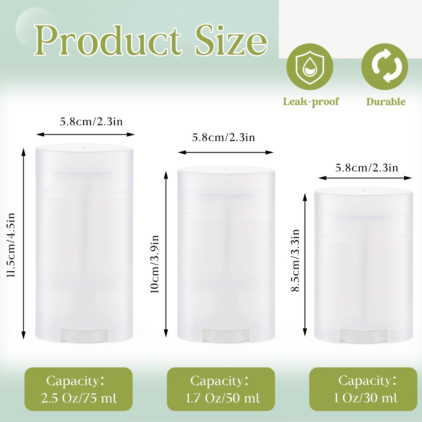 Teenyyou 50 Pack Transparent Empty Deodorant Containers, 50ml/1.7oz, Bottom Filling, Refillable Deodorant Tubes Lipstick Balm Tubes Twisted, Plastic Oval for Homemade DIY Aromatherapy, Balm, Lotion