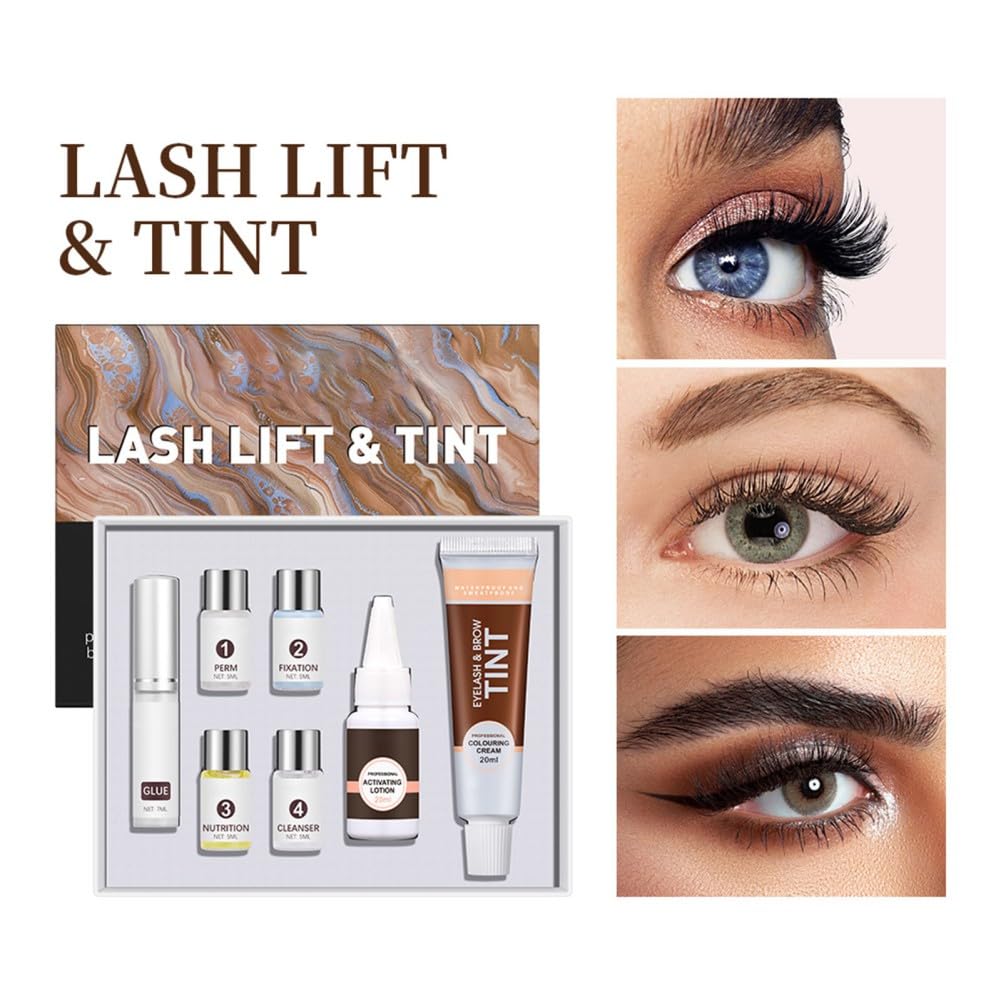 Lash Lift Kit with Black Color, Eyelash Perm Kit, Quick Curling Perming with Complete Tools, Lash Lift Kit, DIY at Home, Long Lasting for 4-6 Weeks