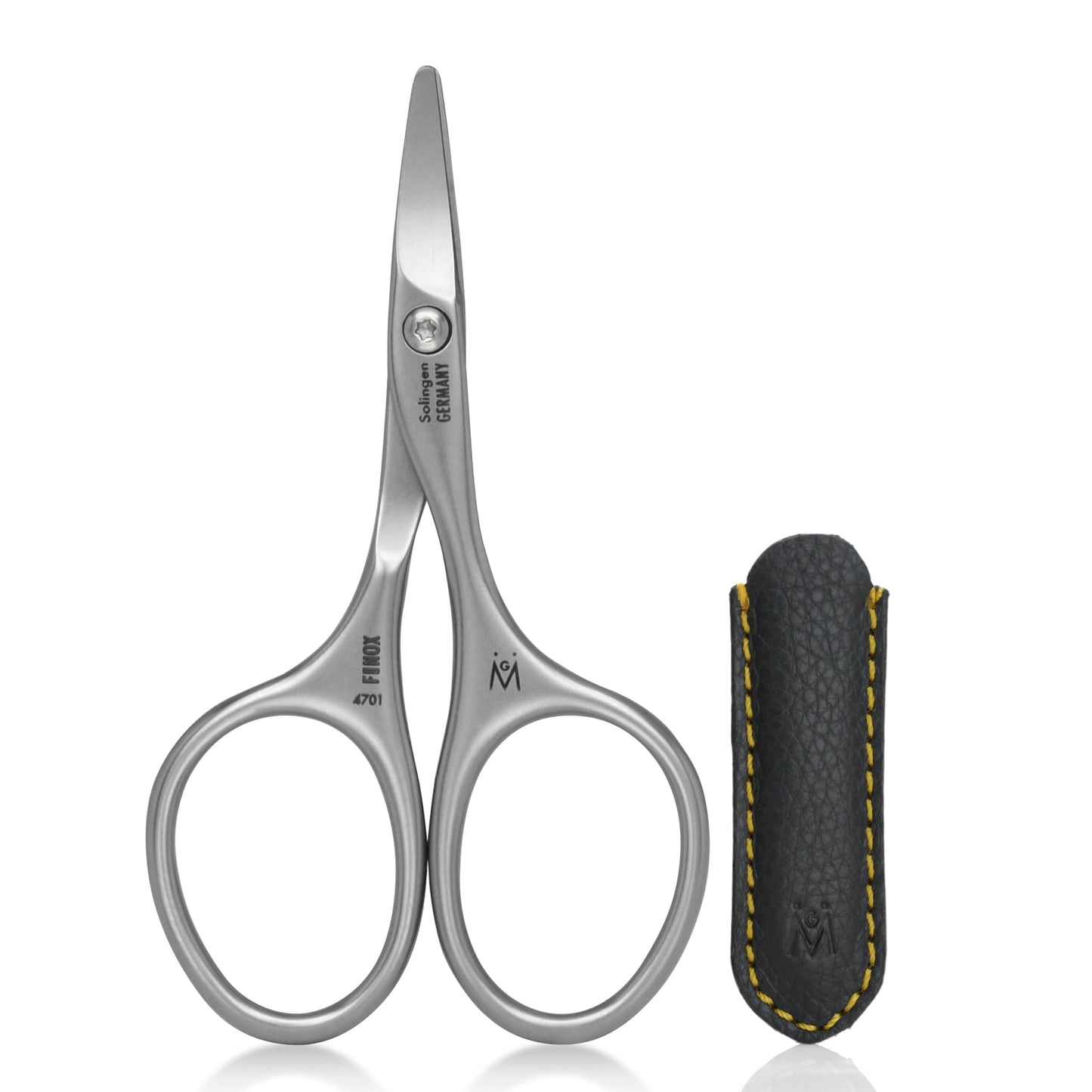 GERMANIKURE Rounded Safety Nail Scissors - FINOX Surgical Stainless Steel baby scissors and Manicure Tools in Leather Case - Self Grooming Scissors for nails Ethically Made in Solingen Germany - 4701