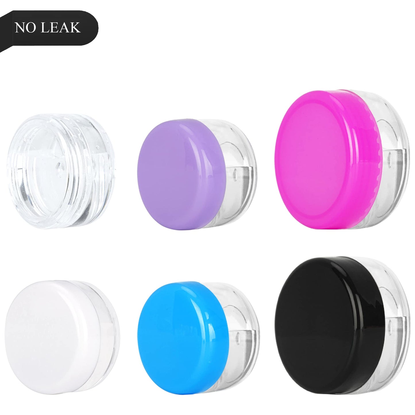 100PCS 3 Gram Sample Containers, 3ml Empty Jars with Lids, Small Cosmetic Containers, Mini Sample Jars with 8PCS Mini Spatulas for Make Up, Oils, Lotion, Powder, Paint, Jewelry, Lip Balms(Black Lid)