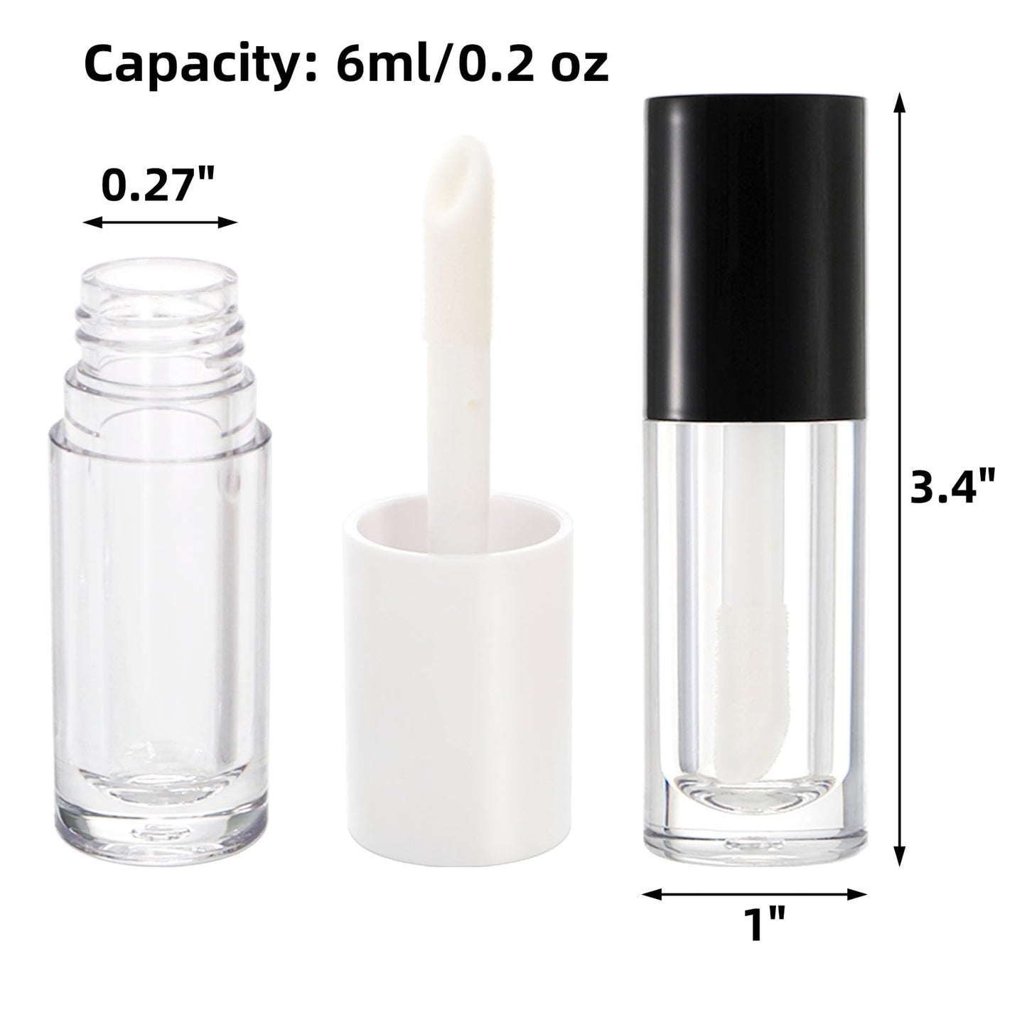 DEAYOU 20 Pack Lip Gloss Tubes, 6ml Empty Lipgloss Containers with Wand and Rubber Insert, Clear Refillable Plastic Lip Balm Bottles for Travel, DIY Makeup, Lipstick Samples, Lip Gloss Making Kit