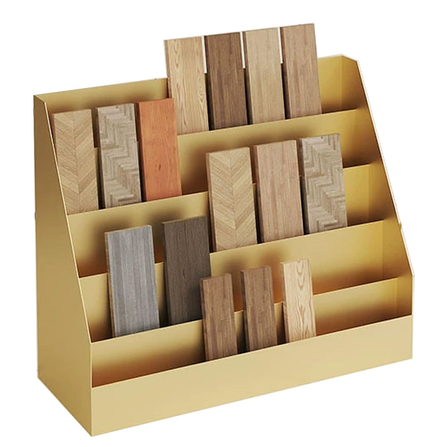 JLLEIZYZ Display Stand, Retail Displays Shelf, Thickened Steel, Large Capacity Tilted Storage, Suitable for Exhibition Halls/Shopping Malls(Gold,56x18x35.5cm/22x7x14in)