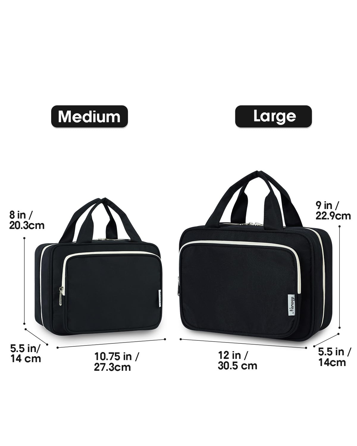 Narwey Travel Toiletry Bag for Women Large Hanging Makeup Bag Organizer Toiletries Bag for Full Size Essentials Accessories Cosmetics (Black (Large))