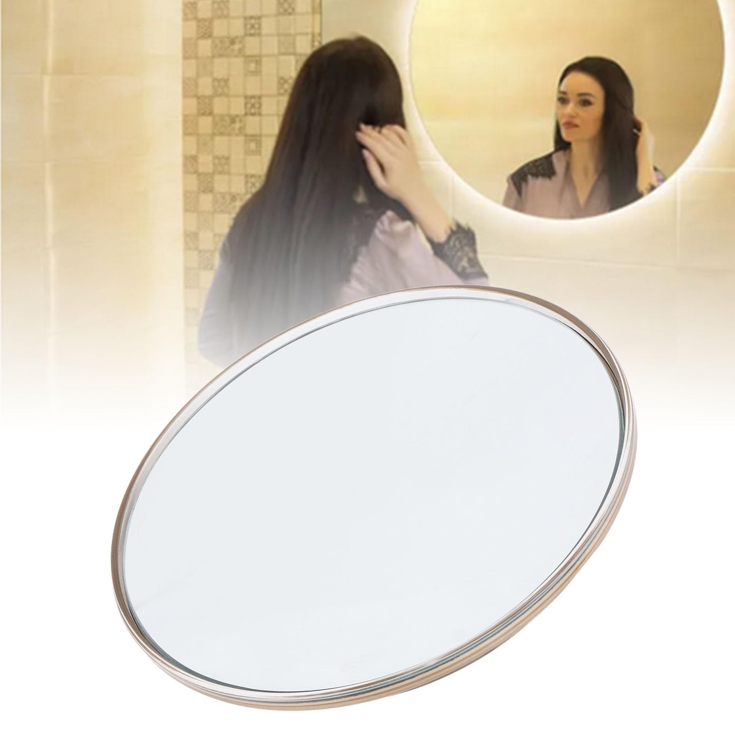 LICAEVEY 30X Magnifying Mirror with Suction Cups, Magnifying Makeup Round Mirror for Travel, 6 Inch (Gold)