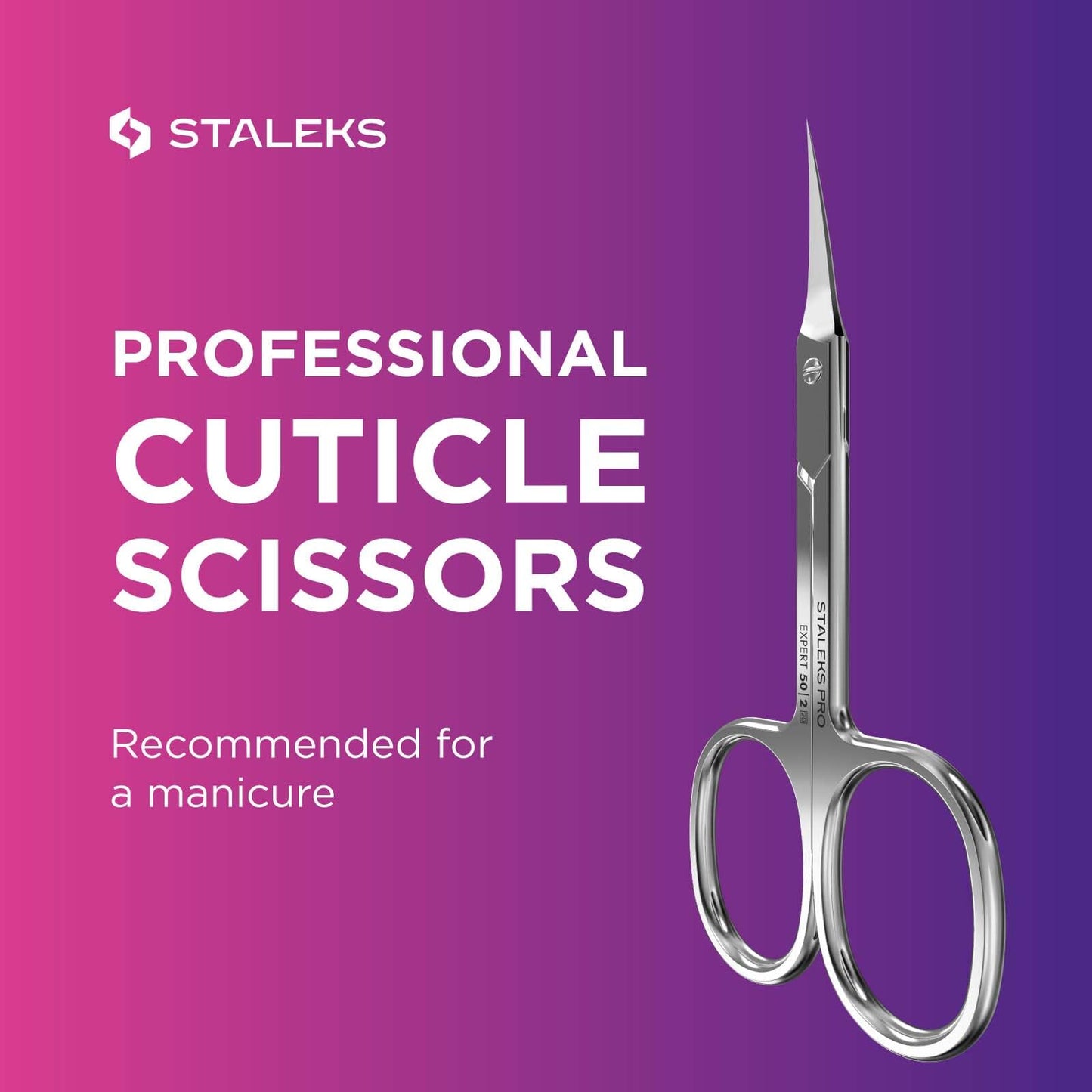 Staleks Pro Expert 50 Cuticle Scissors - Stainless Steel, Extra Fine Curved Blade for Precise Cuticle Trimming: Professional Manicure Scissors for cutticle SE-50/2