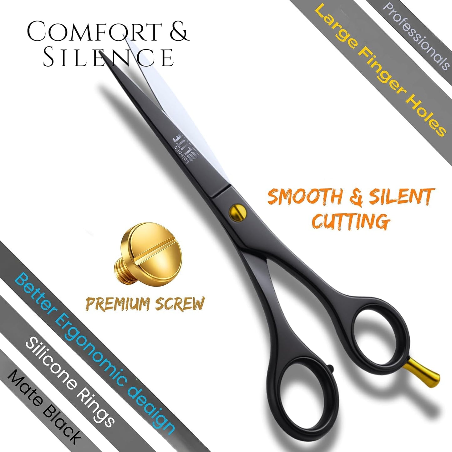 Professional Hair Cutting Scissors 6.5” – Professional Barber Shears for Men & Women – Premium High Carbon Stainless Steel Salem's Elite Hair Scissors – Sharp, Ergonomic Hair Shears for Salon & Home