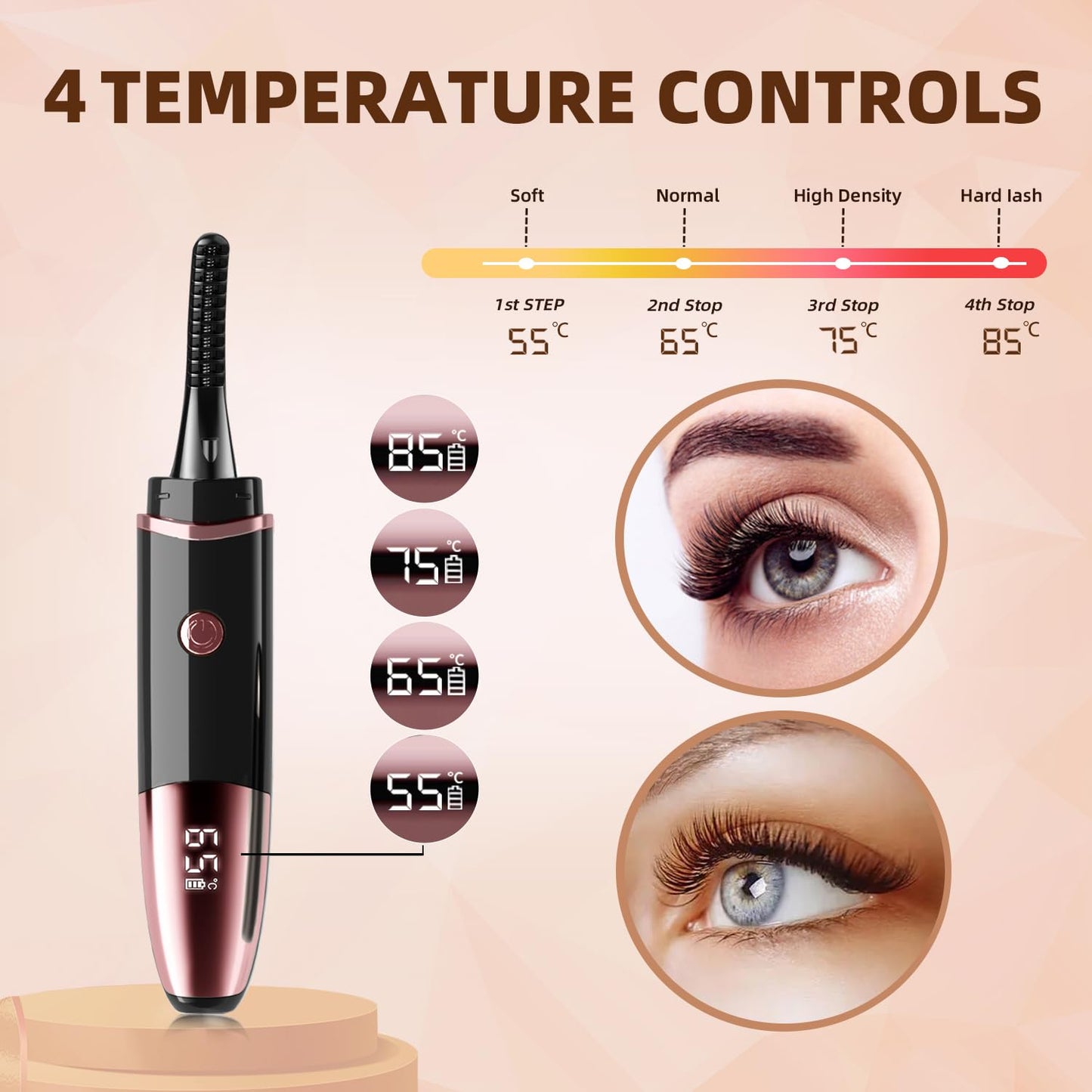 2026 Heated Eyelash Curler-USB Rechargeable Electric Eyelash Curler（Black）