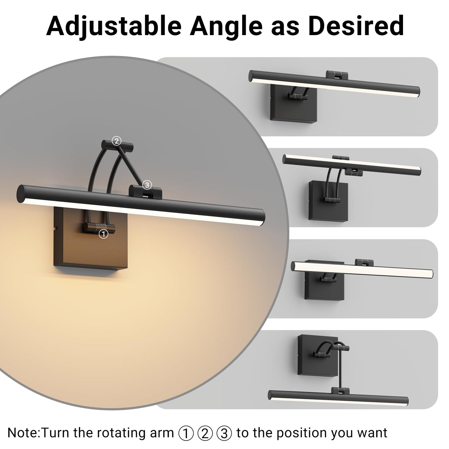 Tipace Black Hardwired Picture Lights for Paintings - 15.7 inch 3CCT Dimmable Modern Gallery Light with Remote Control Led Wall Art Lighting Display Artwork