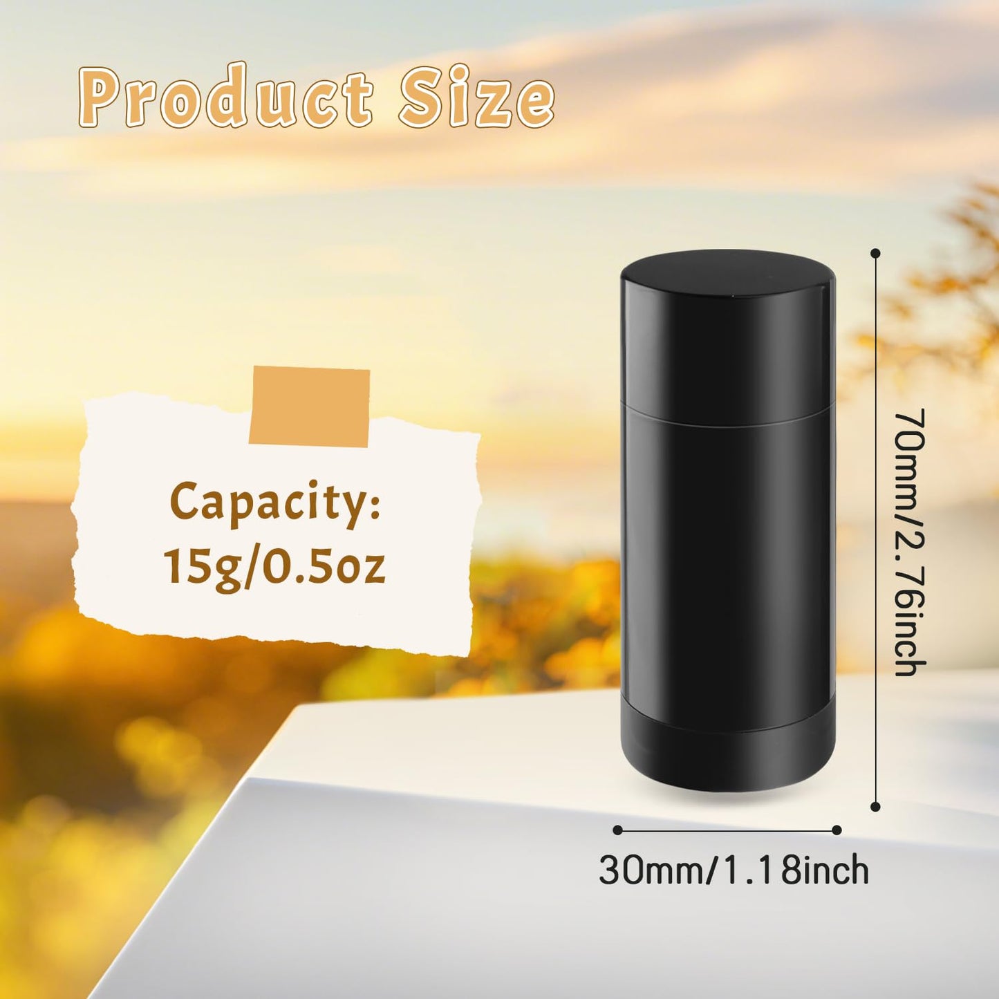 20 Pcs 15g/0.5oz Deodorant Jars Empty Refillable Round Plastic Deodorant Bottles Twist Up Bottom Filling Stick Tubes for Homemade DIY Lotion Bar Chapstick - Black