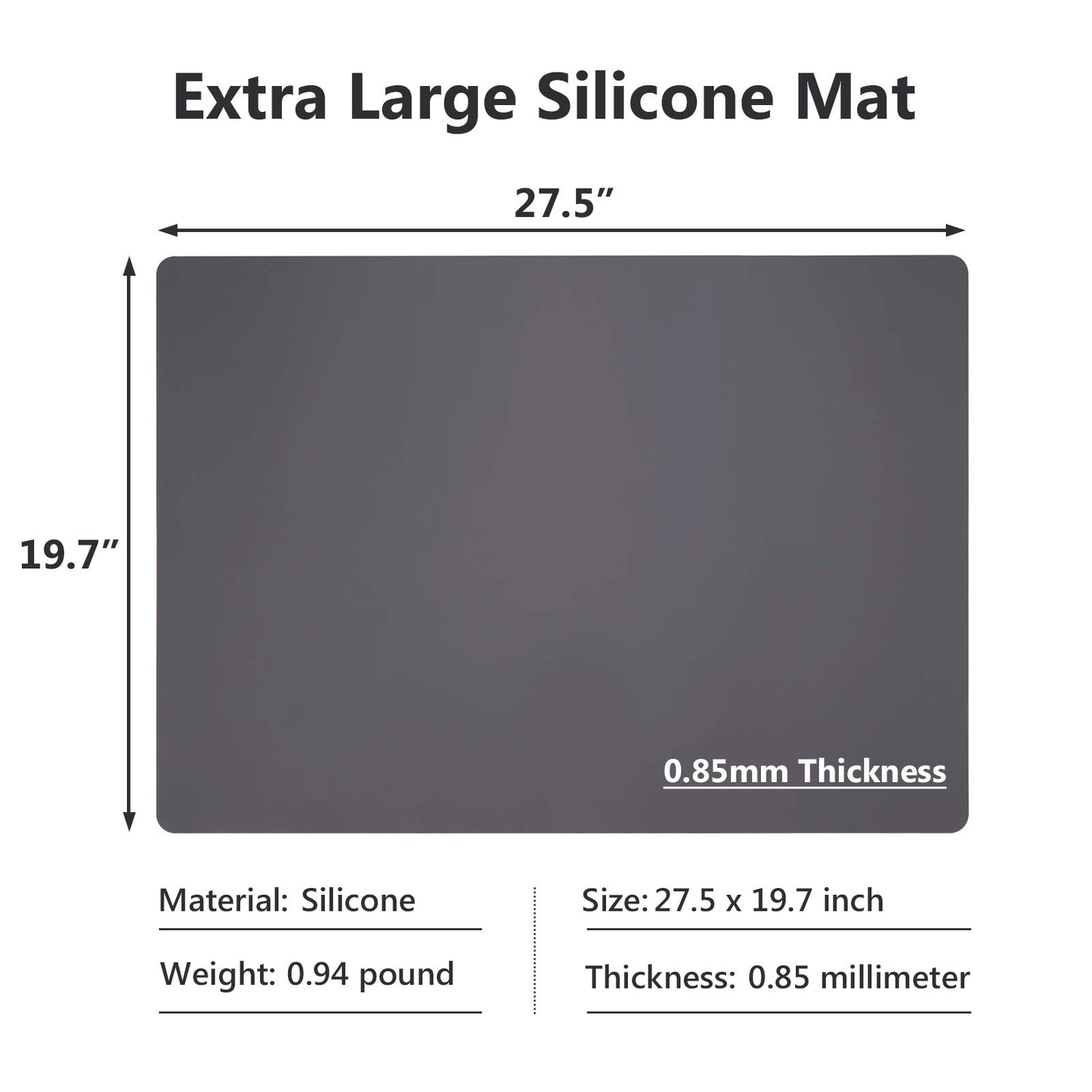 Gartful Extra Large Silicone Mats for Countertop, 28" by 20" Multipurpose Mat, Counter Table Protector, Desk Saver Pad, Placemat Nonstick Nonskid Heat-Resistant Pad, Dark Gray, 2PCS