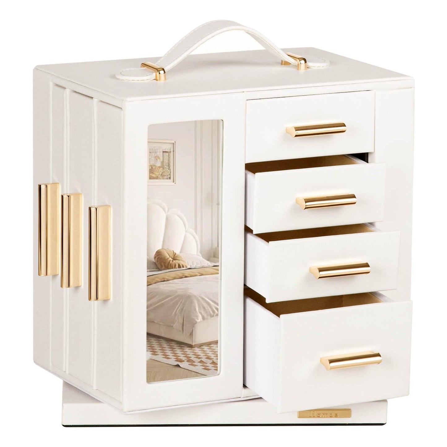 Homde Jewelry Box for Women Large: Rotating Organizer for Ring Earring Necklace Bracelet - 7 Drawers Storage for Dresser (White)