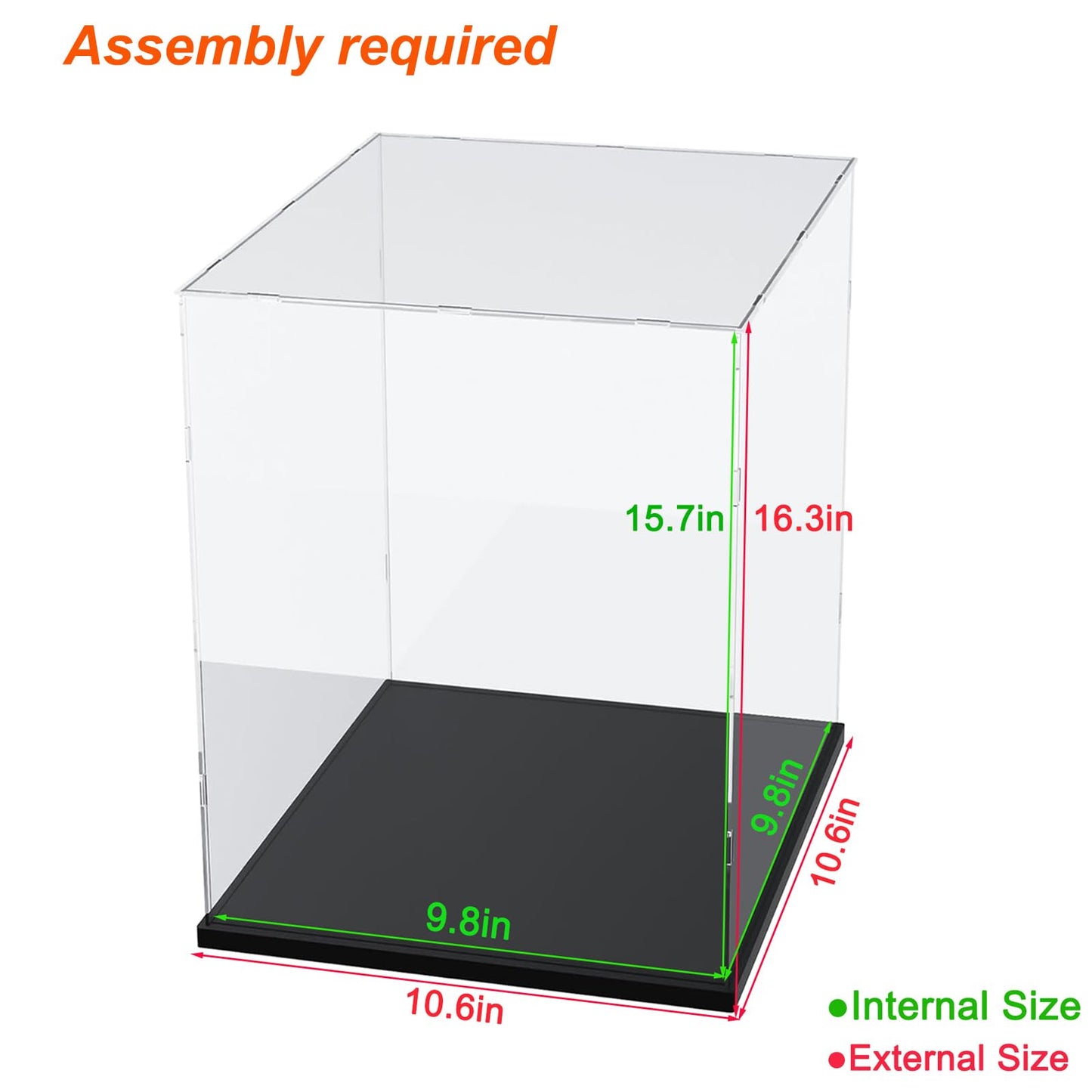 3MM Clear Acrylic Display Case Transparent for Lego 43020 FIFA World Cup Trophy for 11373 Sauron's Helmet for 75398 C-3PO 21349 21376 Cat 10323 10358 77072 43230 76463 76467 Black 9.8x9.8x15.7in