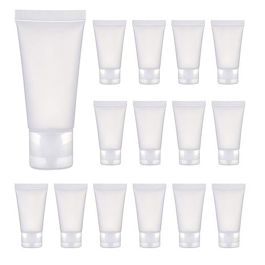 VANTOBEST 20Pcs Transparent Plastic Empty Tubes with Flip Cap Soft Tubes Squeeze Bottle Facial Cleaning Bottles Refillable Makeup Sample Holder Dispenser (15ml/0.5oz)