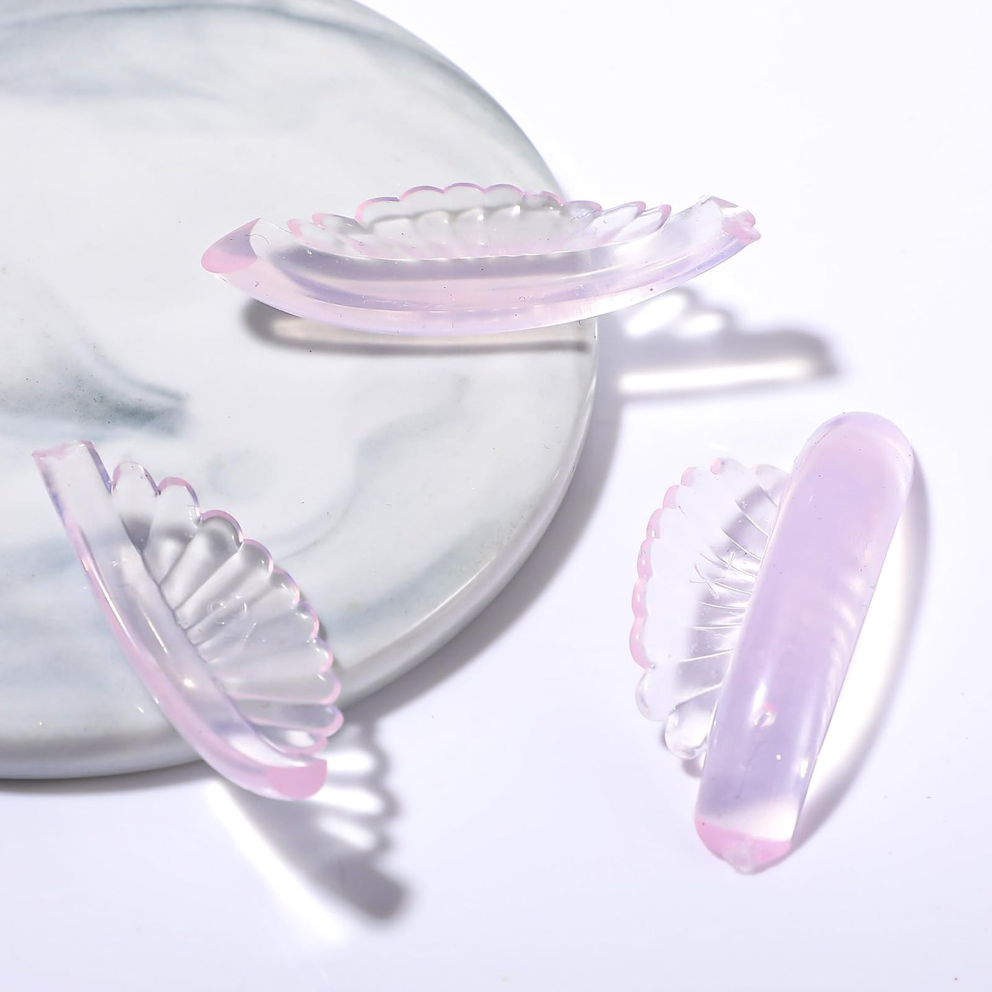 COMNICO 10 Pcs 5 Sizes Lash Lift Pads Self-Adhesive Super Soft Shell Pink Perming Curler Shield Reusable Professional Silicone Eyelash Curlers for All Eye Shapes