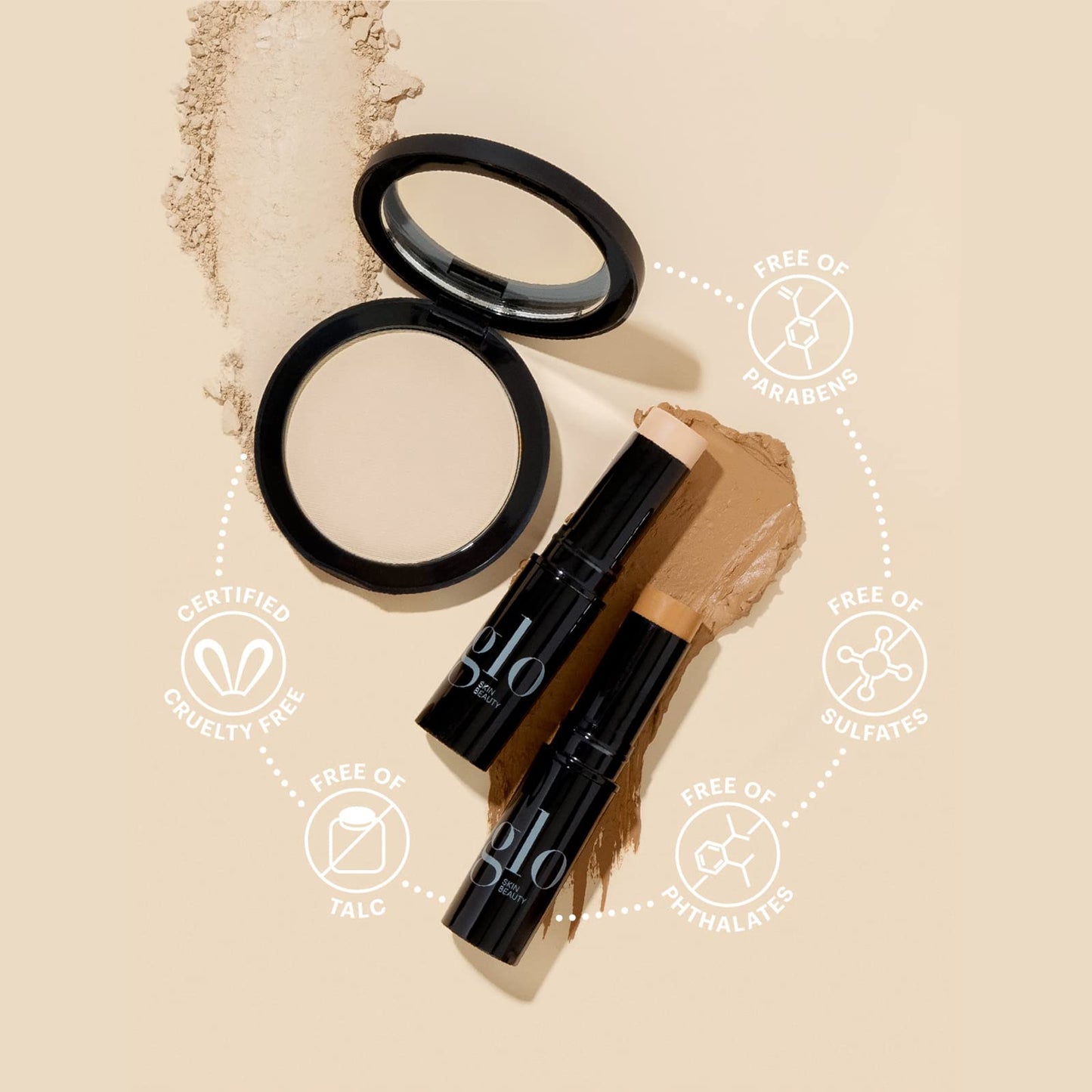 Glo Skin Beauty HD Mineral Foundation Stick - Concealer Makeup Infused with Hyaluronic Acid - Buildable Coverage, Contour & Highlighter (Bisque 2W)