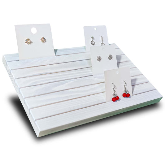 LUBANHAND Wooden Portable Earring Display Stand Greeting card Business Card display Stand Earring card holder display stand for vendors Earring Cardboard for Selling Vintage White
