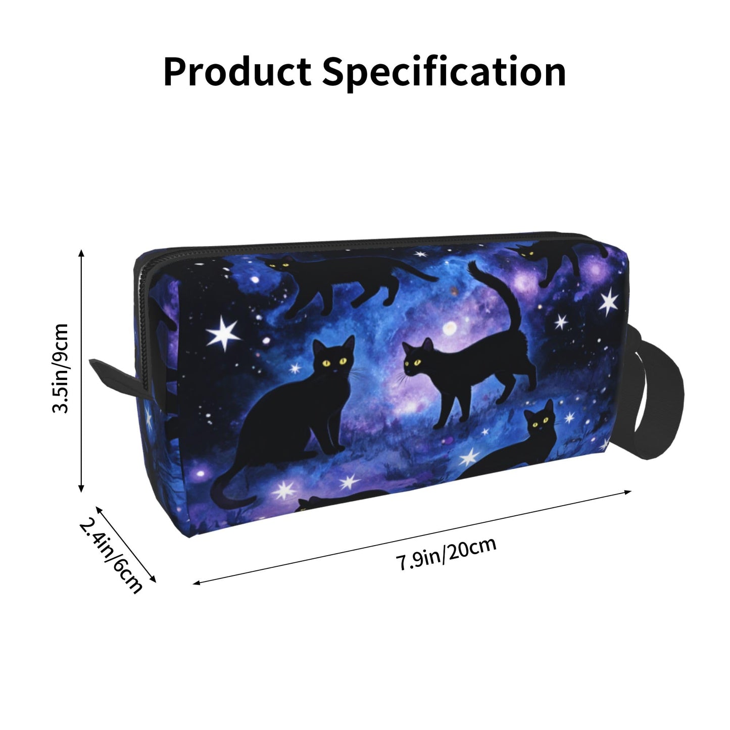 OLUSENMO Black Cats Galaxy Stars Makeup Bag for Women - Durable 600D Oxford Fabric Cosmetic Organizer,Compact Travel Pouch with Handle for Gym & Daily Use