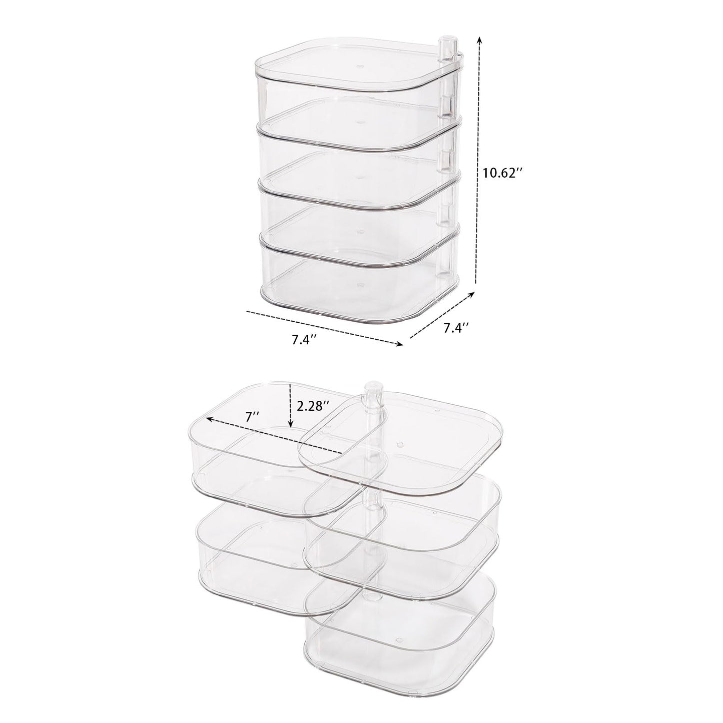 FABROK 4-Layer Girls Hair Tie Organizer, Rotating Hair Accessories Storage Holder for Vanity and Bathroom, Clear Plastic Container for Women Makeup Tools, Skincare Products