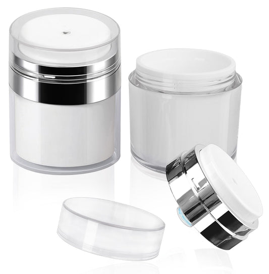 2Pack 100ml Airless Pump Jar - 3.5 Oz Moisturizer Pump Dispenser, Travel Lotion Container Vacuum Bottle for Skincare, Thick Moisturizer