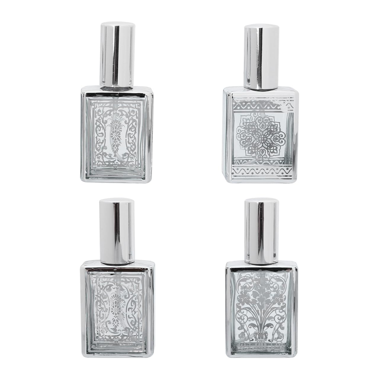 FRCOLOR 4-Pack Perfume Bottles Refillable Glass Atomizer Leakproof Mini Fragrance Sub Bottles 3.14 in for Travel Purse Skincare Water Essence and Makeup Spray