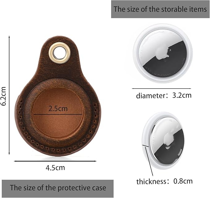 2 Pack Tusks Land Genuine Leather for AirTag Holder, Compatible with Apple AirTag, Anti-Loss Tracker Case for Dogs, Cats, Pets, Keys, Bags, Luggage, Durable & Stylish Accessory
