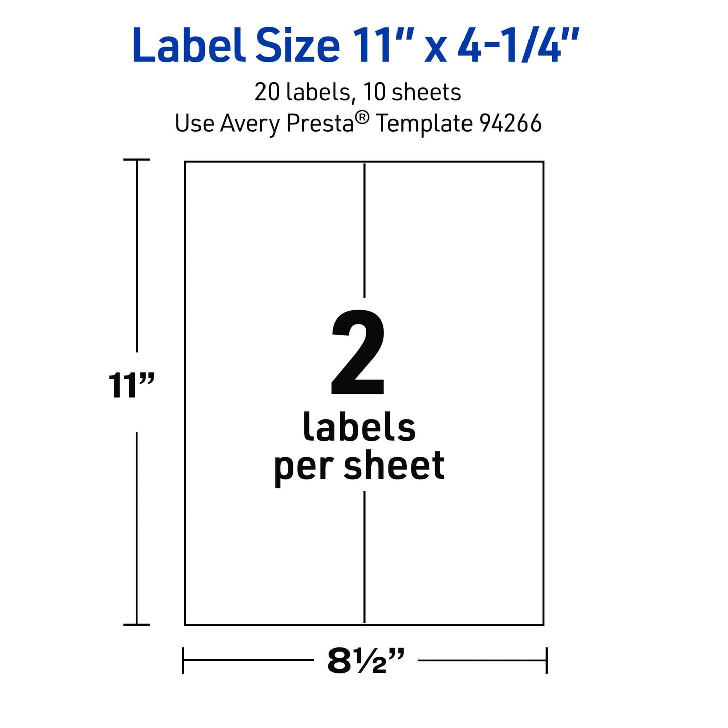Avery Outdoor Waterproof Rectangle Labels, 11" x 4.25", White Film, Compatible with Laser Printers, 20 Labels Total, Great for Product Branding, Packaging, and More
