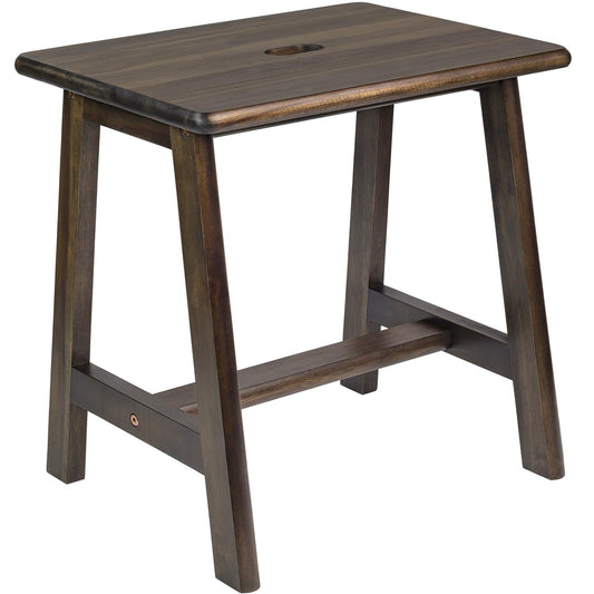 Acacia Wood Stool - Rectangular (16.7" D x 13" W x 17.7" H) - Small Bench Seat, End Table, Bathroom, Plant, Makeup Stool - Walnut Color