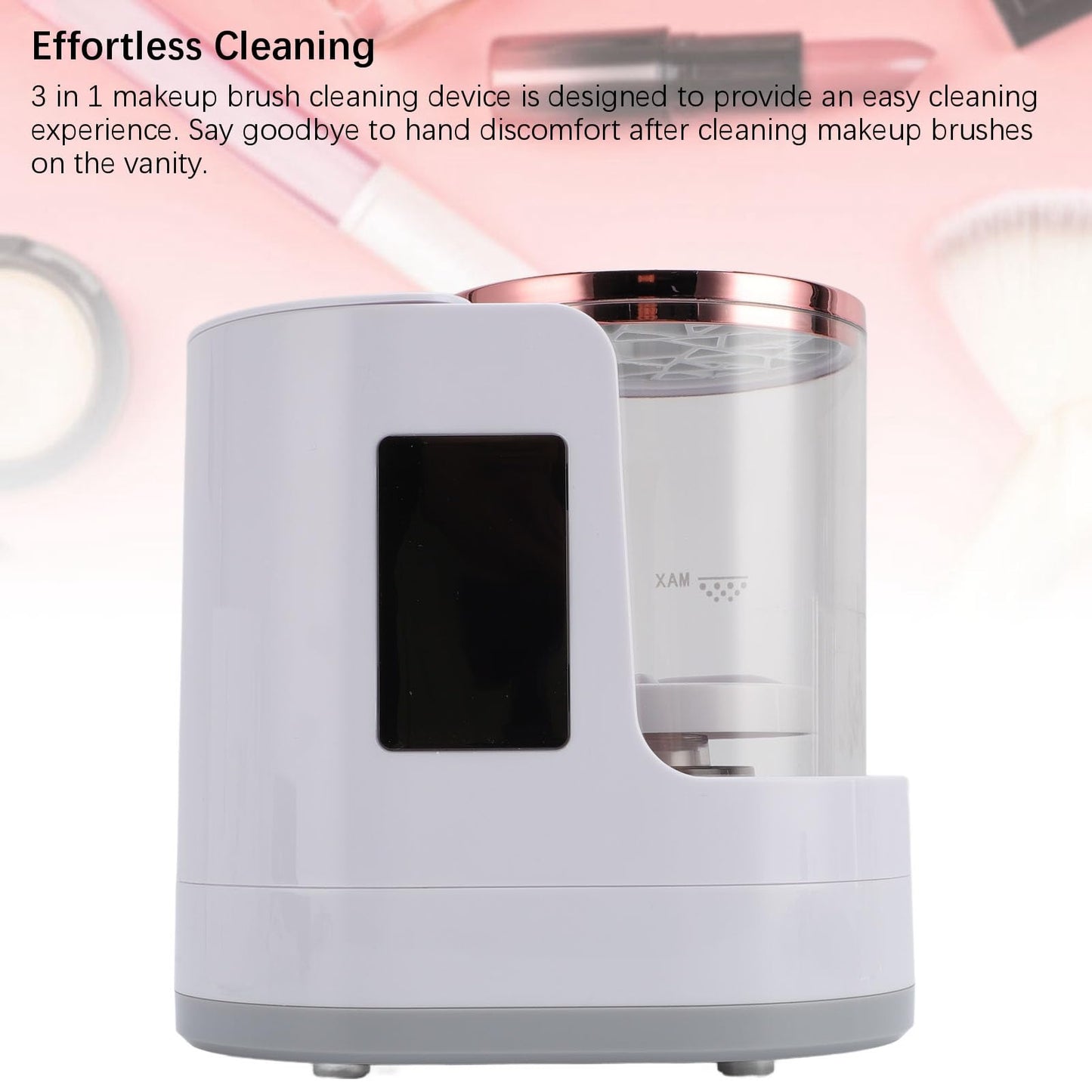 LUCKDANO 3 in 1 Electric Makeup Brush Cleaner, Automatic Makeup Brush Washer with High Speed Rotating Water Flow and Drying Stand, for Home Cosmetic Brush Cleaning