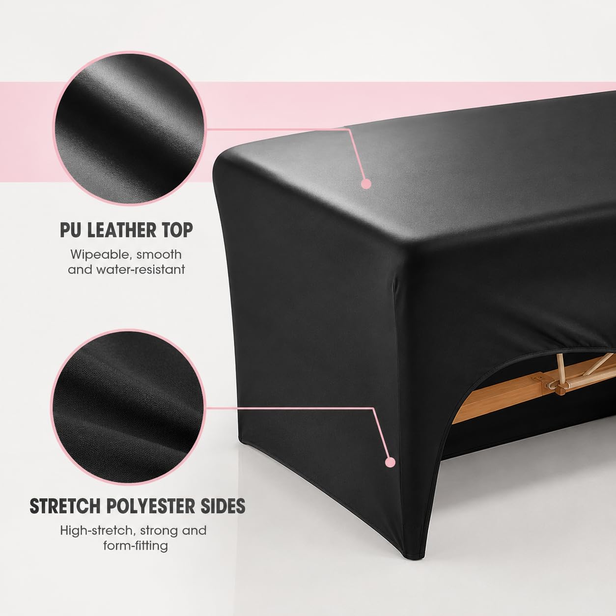Onism Lash Bed Cover for Eyelash Extensions, Massage Table Cover, Black