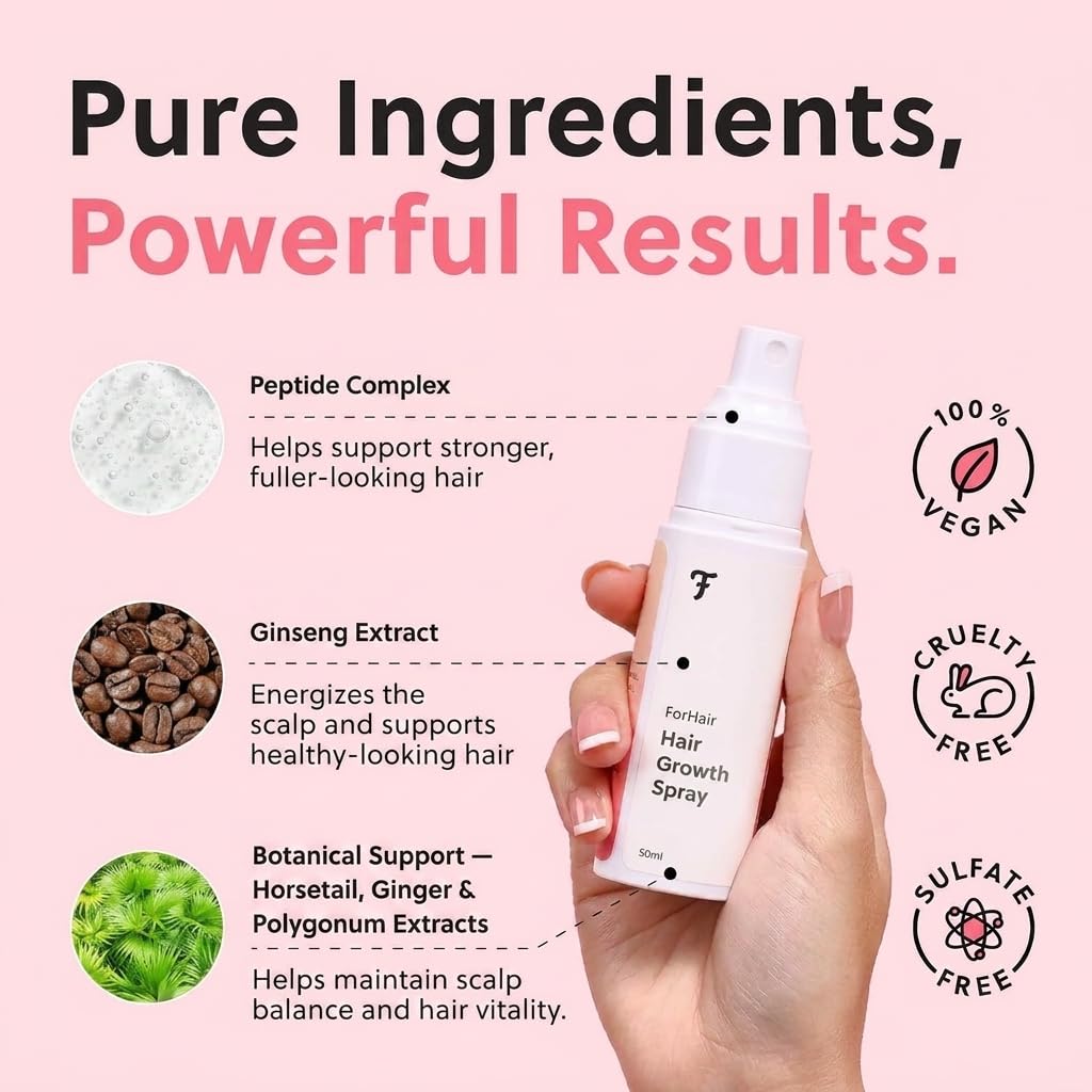 ForChics Hair Growth Serum for Women- Results in 4 Weeks- Hormone Free Hair Regrowth Treatment - For Thinning Hair Loss - Fast Absorbing Non-Greasy Scalp Spray 50ml