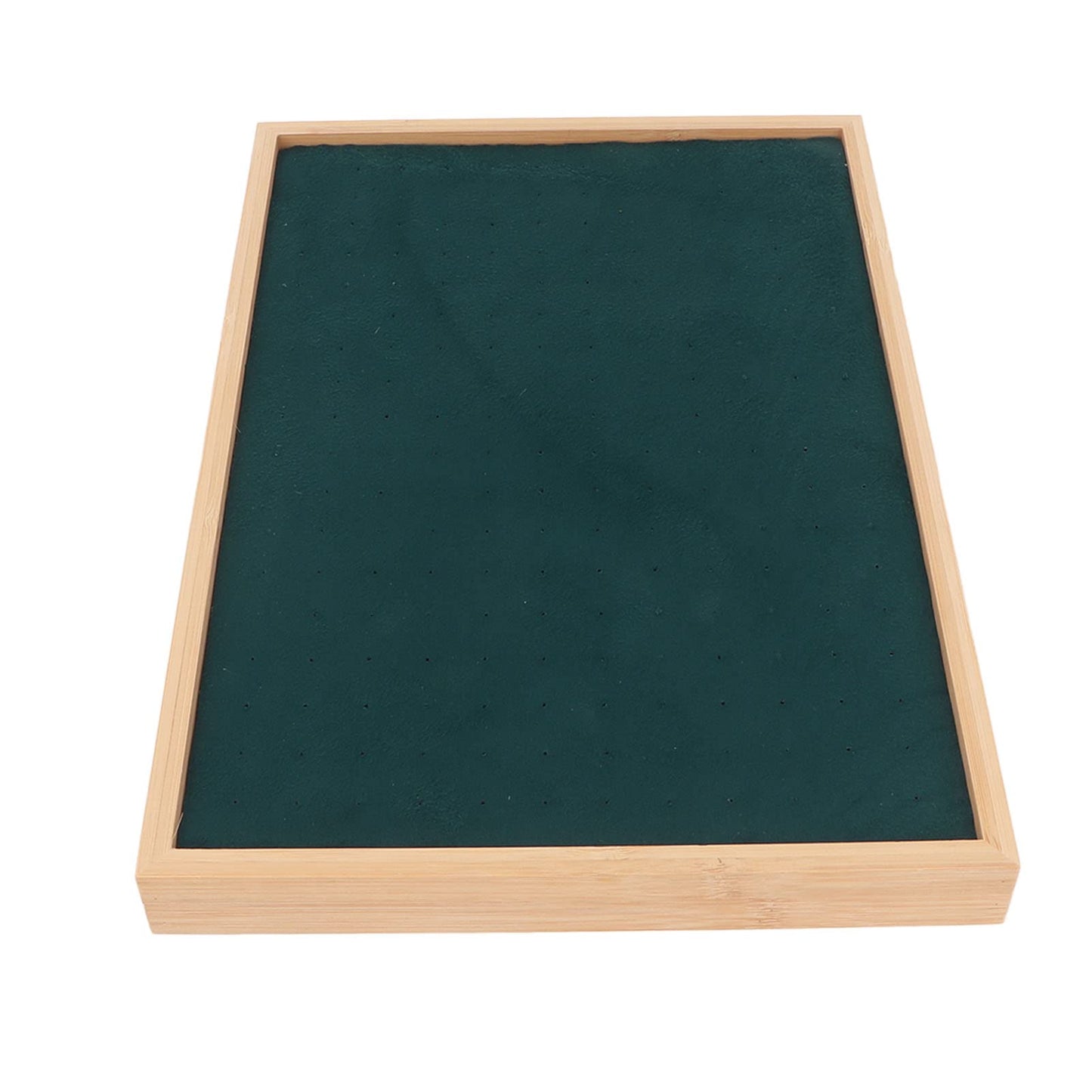 KunEchevyr Flannel Ear Stud Tray, Jewelry Storage Case with 216 Holes, Elegant Wooden Jewelry Holder for Earrings, Lightweight Luxury Ear Stud Rack for Home and Shop Display (Green)