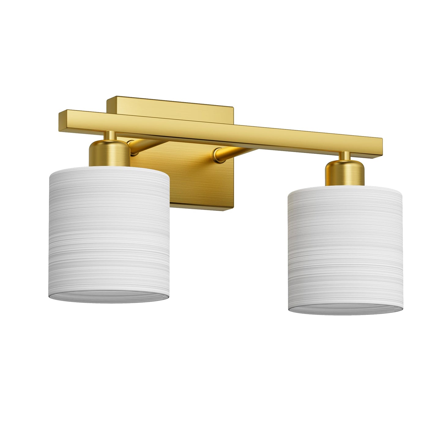 PARTPHONER Bathroom Light Fixtures, Bathroom Lighting Fixtures Over Mirror, Interior Classic Vanity Lights, Modern Vanity Light with Textured White Glass Shade, Brushed Gold, 2-Light