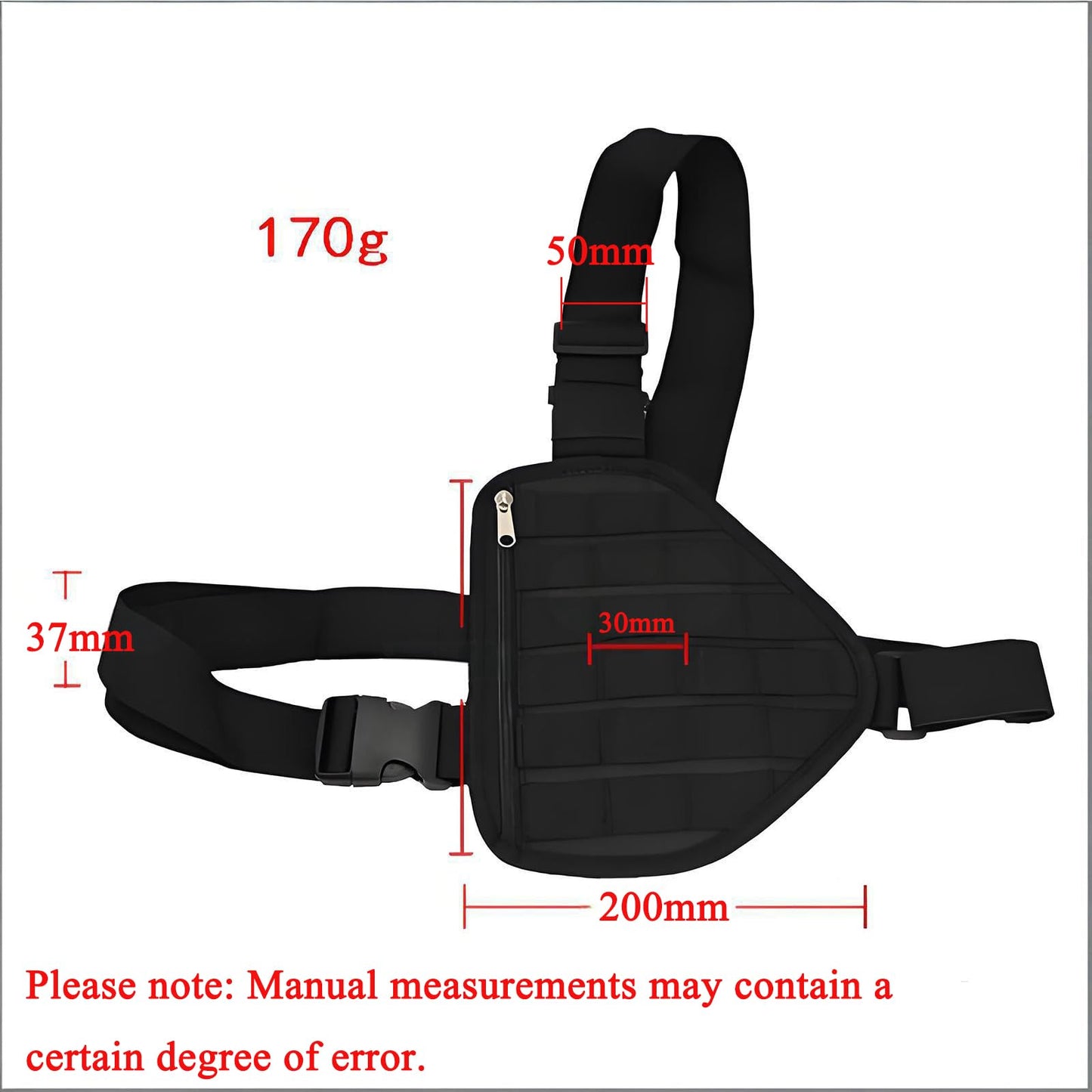 HYSHIKRA Tactical MOLLE Chest Bag Pack - Heavy Duty Nylon Gear Carrier with Adjustable Shoulder Strap, Quick-Access Front Zipper Pocket & Smartphone Holder for EDC, Hiking, Airsoft