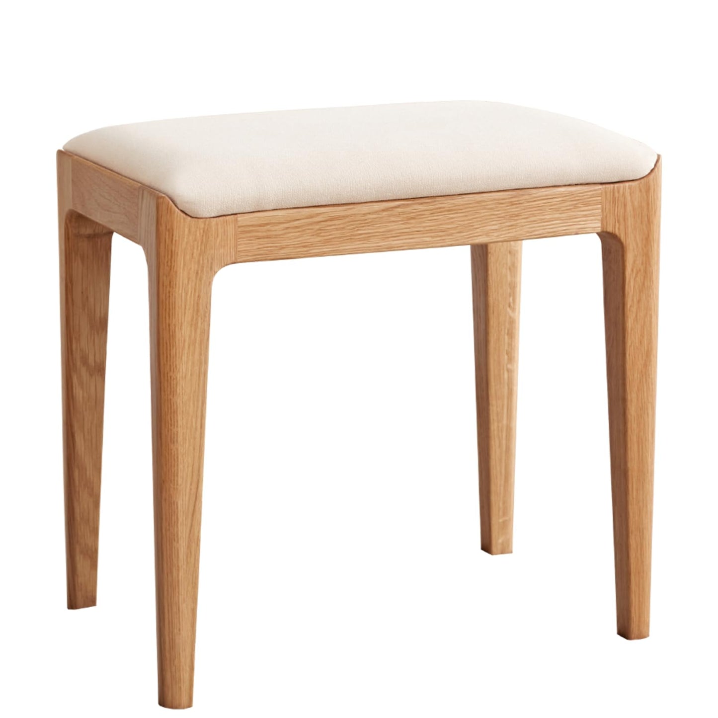 Wayshome Solid Wood Small Vanity Stool Chair, High-Rebound Sponge Seat, Easy Assembly Makeup Chair, Footstool for Bedroom, Dining Room, Entryway, Natural Oak