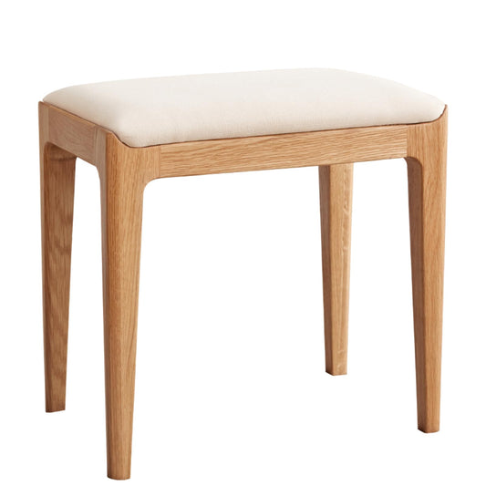 Wayshome Solid Wood Small Vanity Stool Chair, High-Rebound Sponge Seat, Easy Assembly Makeup Chair, Footstool for Bedroom, Dining Room, Entryway, Natural Oak
