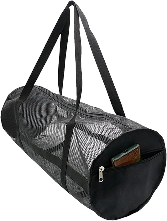 Dive Bag For Gear - Mesh Snorkel Gear Bag, Foldable Large Duffle, Breathable Lightweight Durable Equipment Carrier | Beach Travel Use For Swimming Snorkeling Diving Scuba Pool Laundry Gym Sports Balls