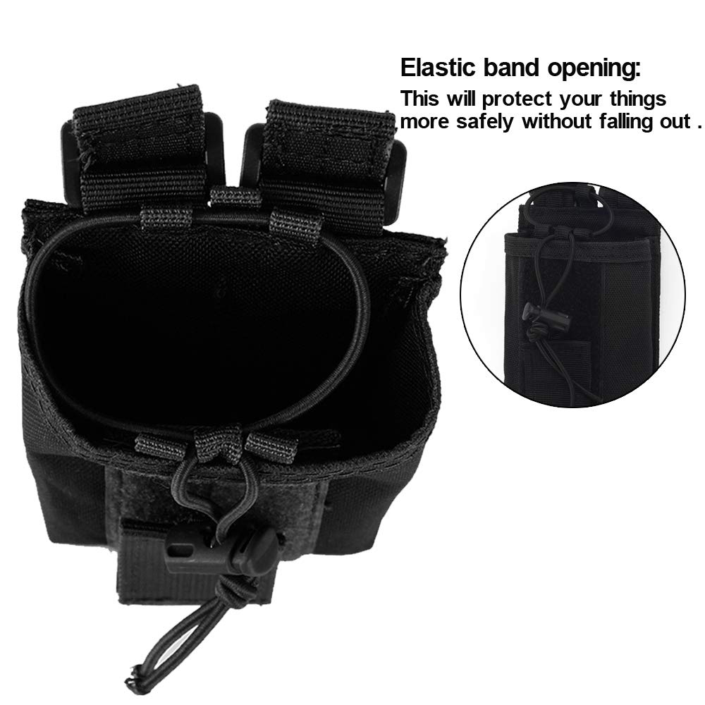 Radio Pouch - 1000D Tactical Molle Adjustable Two Way Radios Holder Bag Case for Walkie Talkies (2 Pack Black+Tan)