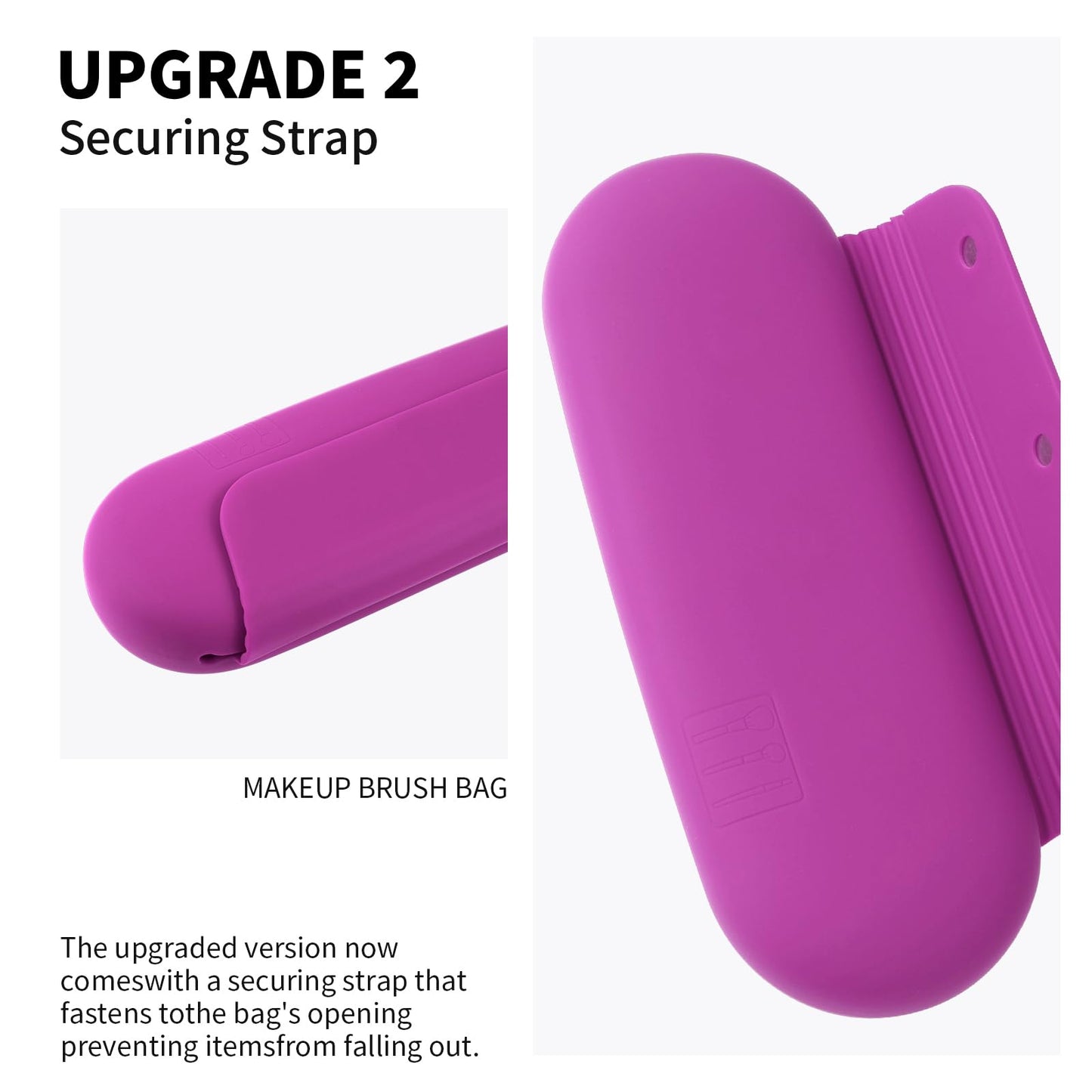 AGIKET Silicone Makeup Brush Holder Travel Cosmetic Bag：Soft Portable Cosmetic Face Brushes Holder with Upgrade Anti-Fall Out Magnetic Closure, Large Travel Makeup Brush Case - Bright Pink