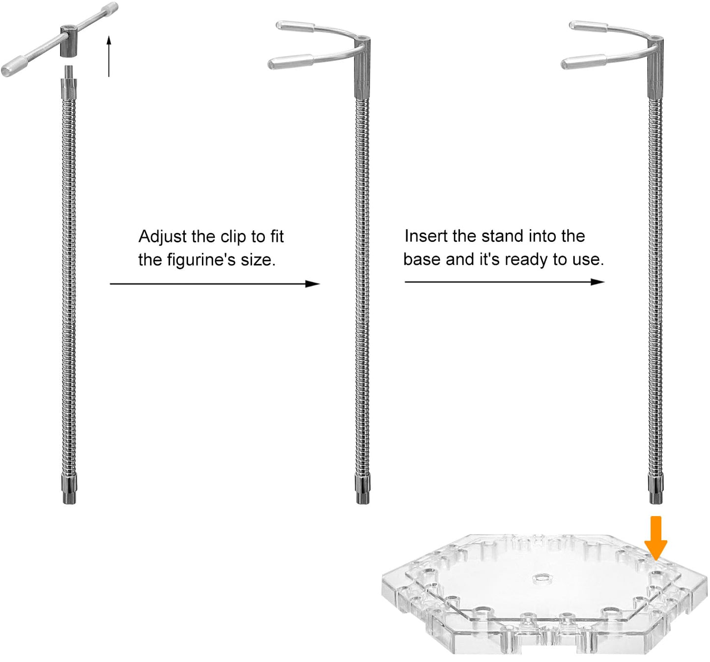 Zovelynta 8-Pack Clear Adjustable Action Figure Stand with Metal Clips & Flexible Arms – Action Figure Display Stand for Figures Compatible with Gundam HG/RG/SD 1/144 Scale